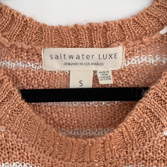 Saltwater Luxe Orange Striped Sweater, Small - Picture 3 of 4